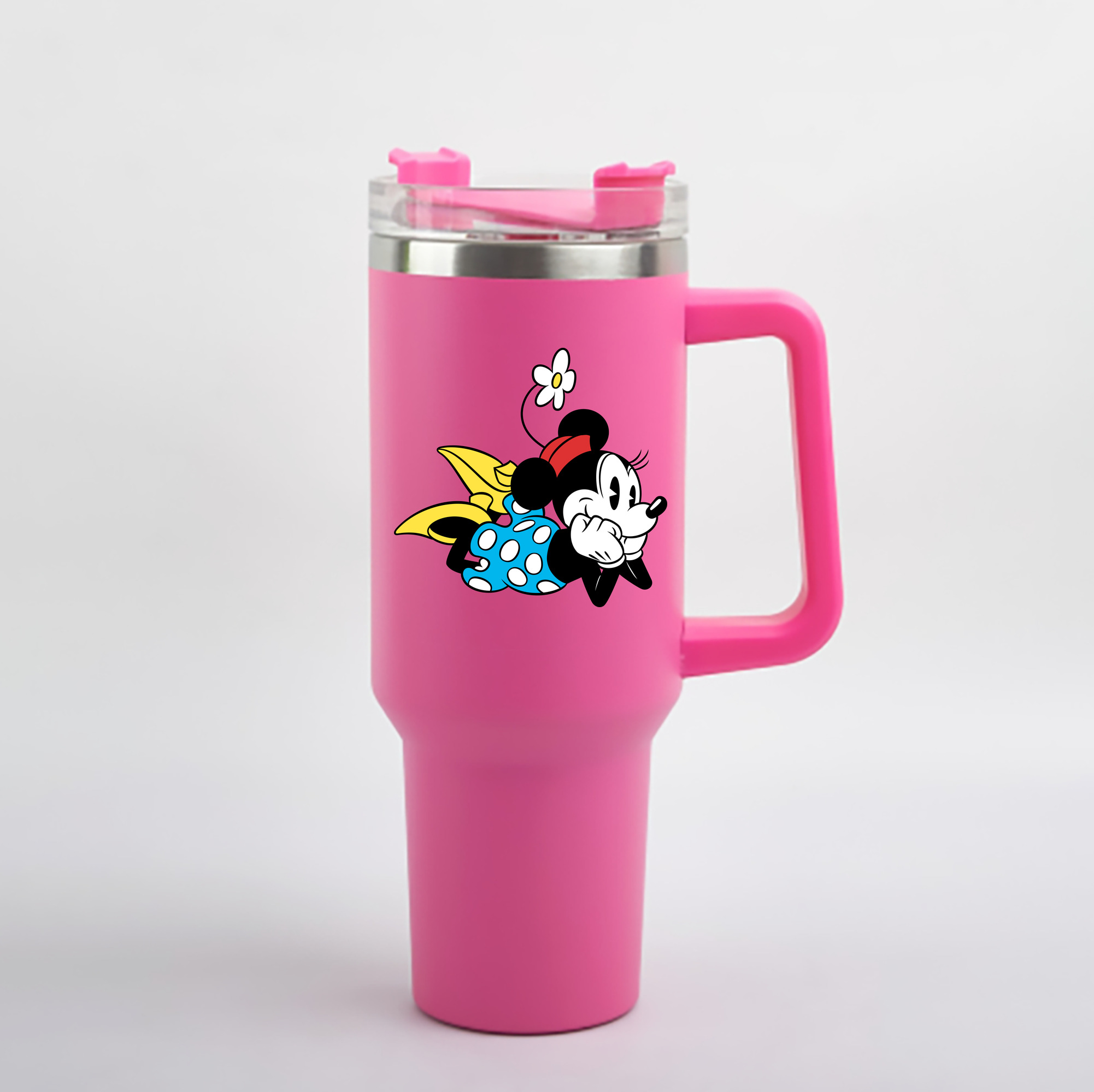 （画像用） ミッキーマウス Mickey Mouse 1200mL車用タンブラー - クリスタルステッカー（プラスチックストロー付き）